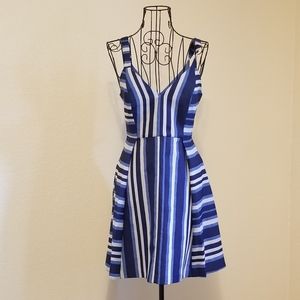 BCBGENERATION Blue Striped Skater Dress Size 2